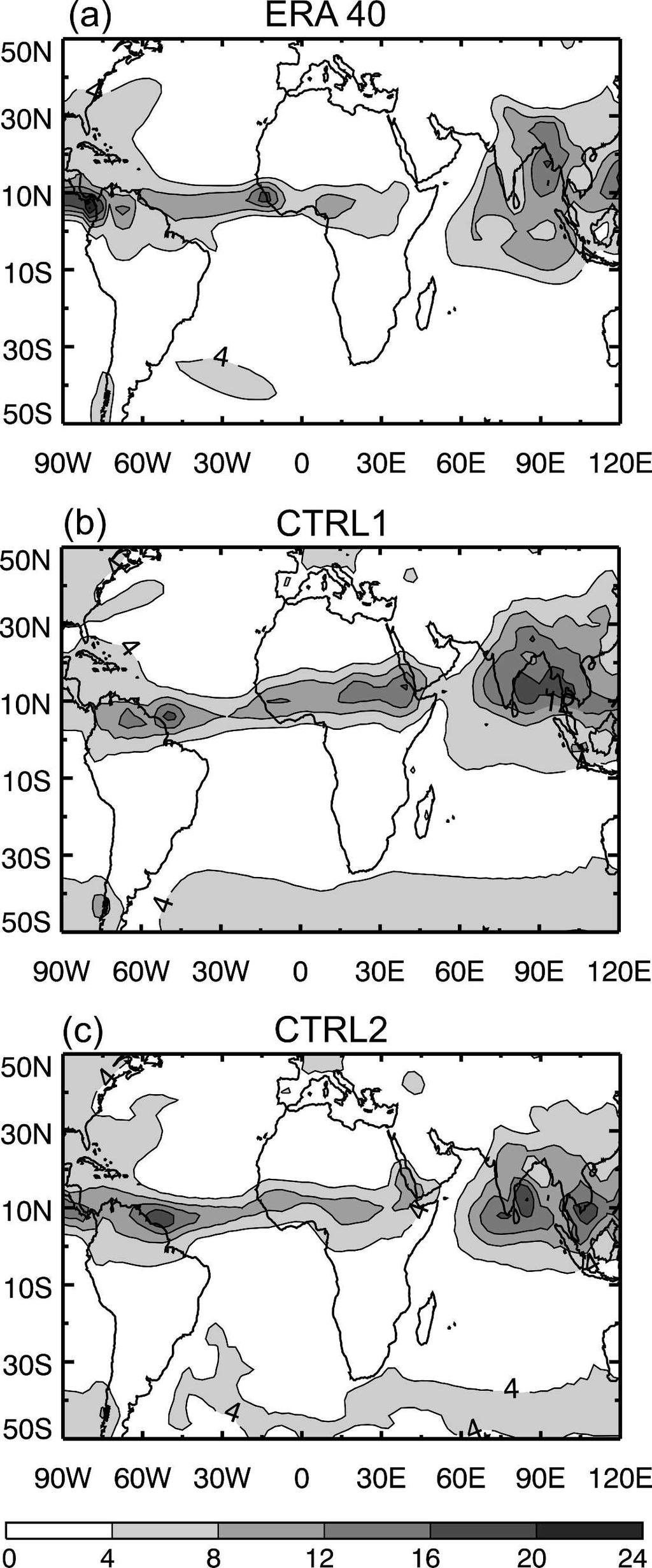 15 JANUARY 2008 R I C H T E R E T A L. 219 FIG. 5. Divergence (1 s 1 10 6 ) and horizontal wind at 700 hpa in July for (a) ERA-40 and (b) CTRL1.