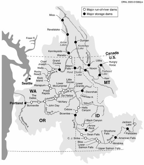 Columbia River Basin Drains 260,000 mi2 (WA, OR, ID MT, NV, BC) 15,000 miles of stream used by salmon;