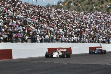 Mario Andretti heads to the checkered flag in the 1993 Valvoline 200 at Phoenix International Raceway, the final win of his legendary open-wheel career. Photo: INDYCAR/Dan R.