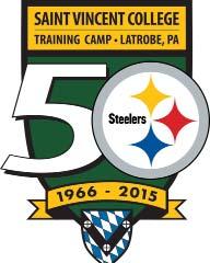 2015 TRAINING CAMP & HALL OF FAME GAME 50TH YEAR AT SAINT VINCENT COLLEGE The Steelers are celebrating their 50th Training Camp at Saint Vincent College in Latrobe, Pa., this summer.