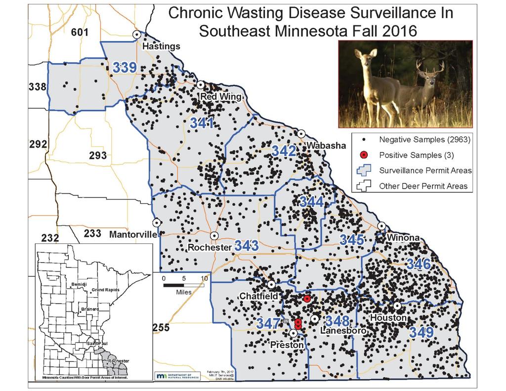 Fall 2016 CWD Testing Initially found 2 positives from voluntary fall sampling Added 3 rd
