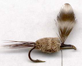 Cut tail fibers from a brown and a grizzly dry fly hackle, or moose body hair (about 15 for a size 12). Mix hackle fibers then stack in hair stacker to even tips (or just stack the moose).