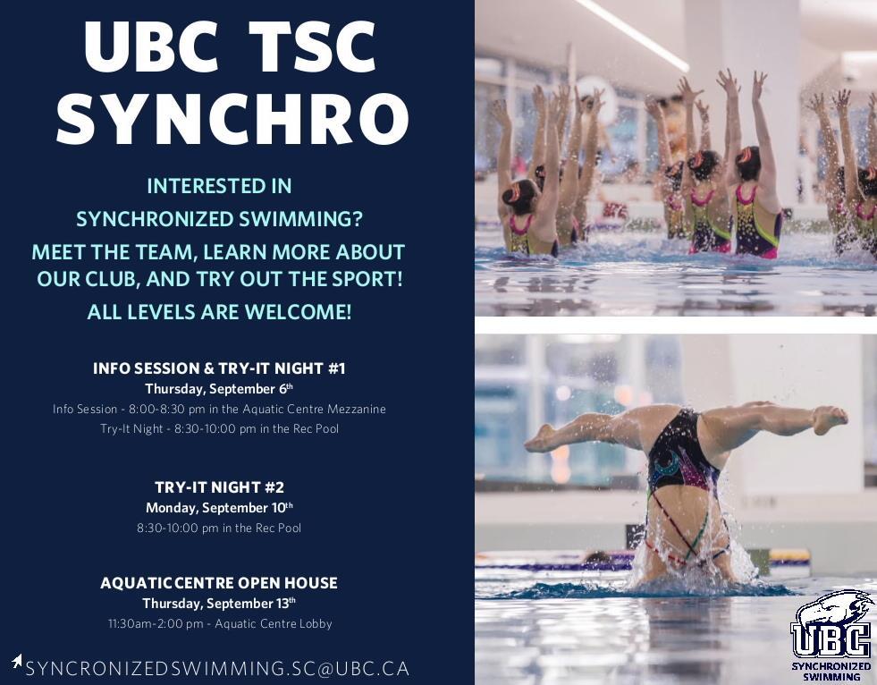 SYNCHRONISED SWIMMING ARTISTIC SWIMMING (SINCE 2017) AT UBC
