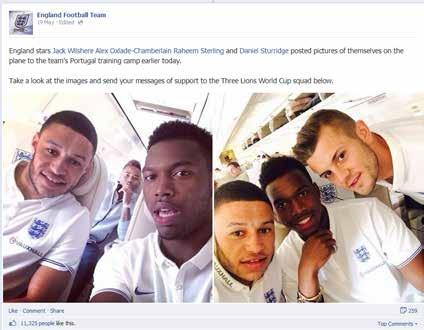Fans are encouraged to like and share key posts such as the official team photo, as well as posting their own content such as selfies in the England kit.