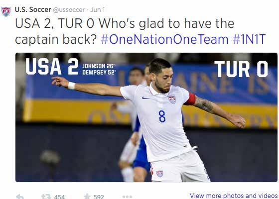 USA CASE STUDY Holding the no.1 spot for social is the USA. Their most effective tactic has been to get supporters behind the message One Nation. One Team. (or #1N1T).