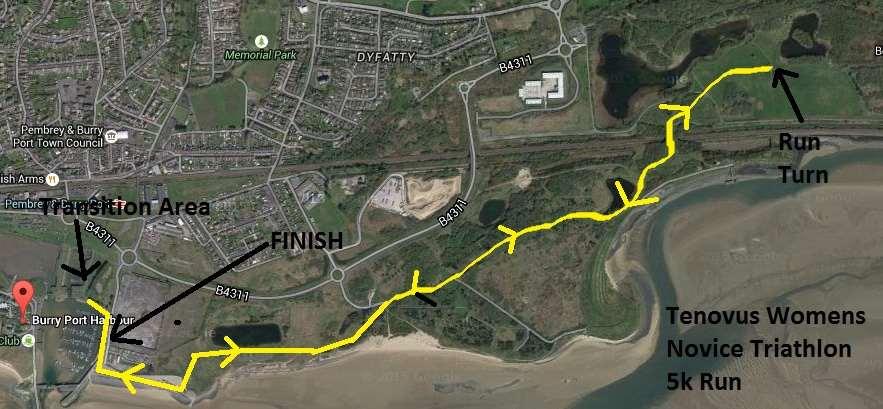 RUN 5Km You will exit from Transition and follow the Coastal Path back towards Pwll at the 2.5km point there will be a drinks station and turnaround point.