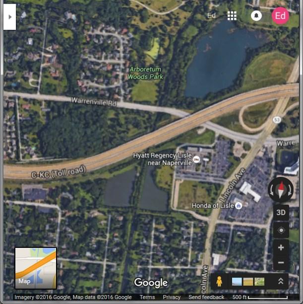 Please investigate a potential trail underpass of Warrenville Road on the west bank of the river, along with a connection to Arboretum Woods Park and a loop up to the road for a 2-way trail crossing