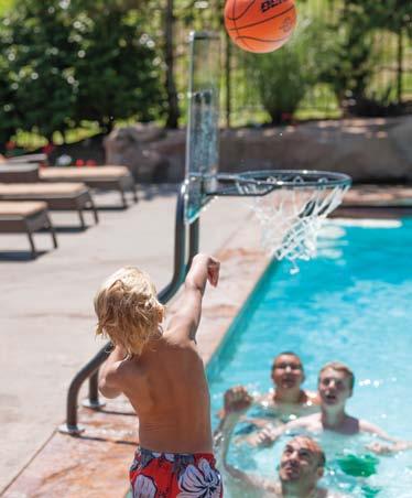 Big ride slides, diving boards and high quality sports games will draw in kids and parents alike. And beautiful designer rails will complement a backyard oasis.