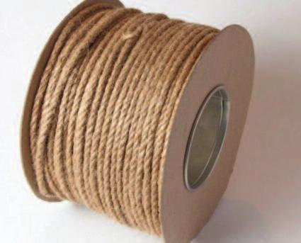 that remains strong when wet. Jute rope is made from the fibres of the genus Chorcurus plant, originating mainly in the Indian sub-continent.