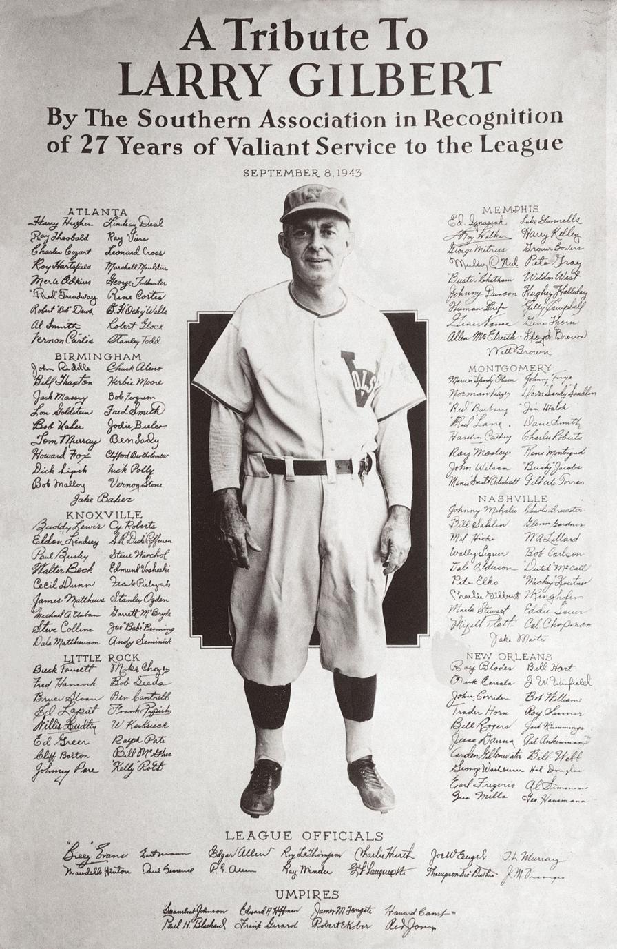 1943 tribute to longtime Southern Association player and manager Larry Gilbert.