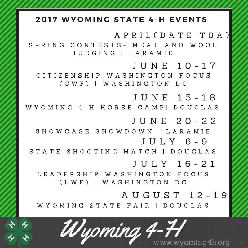 2017 Wyoming State 4-H Calendar of Events/Activities More information