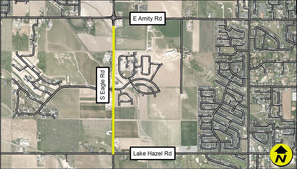 Project Name Eagle Rd, Lake Hazel Rd / Amity Rd Project Purpose Date Scoped 7/11/17 GIS Number RD216-04 Requestor Internal Widen road to five lanes in accordance with ACHD s Capital Improvements Plan.