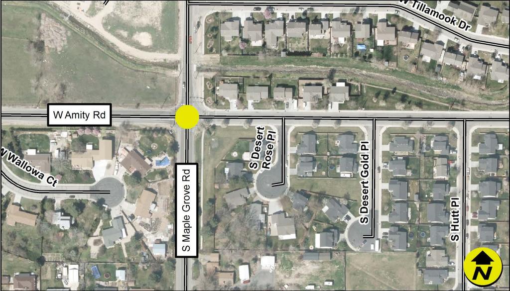 Project Name Amity Rd / Maple Grove Rd Project Purpose Date Scoped 7/28/17 Improve traffic flow in accordance with the 2016 Capital GIS Number IN205-120 Improvements Plan.
