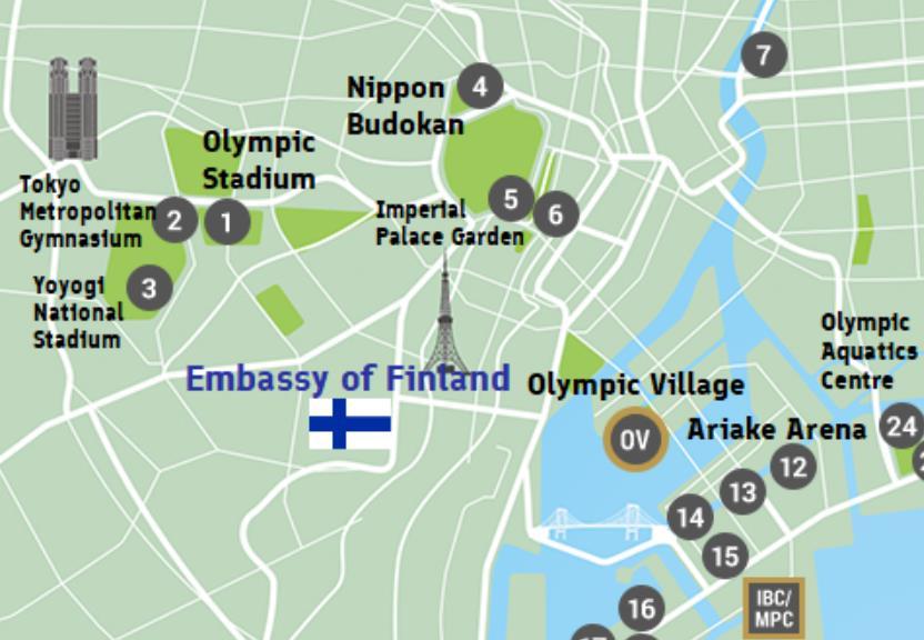 EXPERIENCE FINLAND PAVILION Business Finland implements the Finnish Pavilion at the 2020 Summer Olympics and Paralympics, a central location on the grounds of the host city of Tokyo, the Embassy of