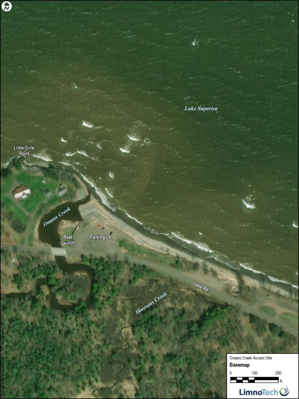 Little Girls Point and Omans Creek, MI Omans Creek is a small tributary to Lake Superior West shore of Omans Creek