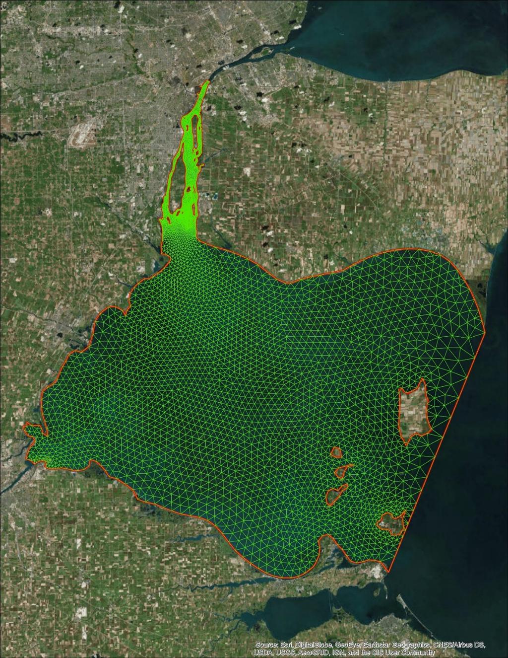 Sugar Island, Detroit River, MI Wind-wave modeling (SWAN) Used in steady-state model to simulate wave heights, periods, shear stress.