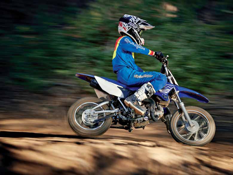 TT-R110 s radical racing-blue, motocross-style bodywork has been directly inspired by our title winning YZ race bikes.