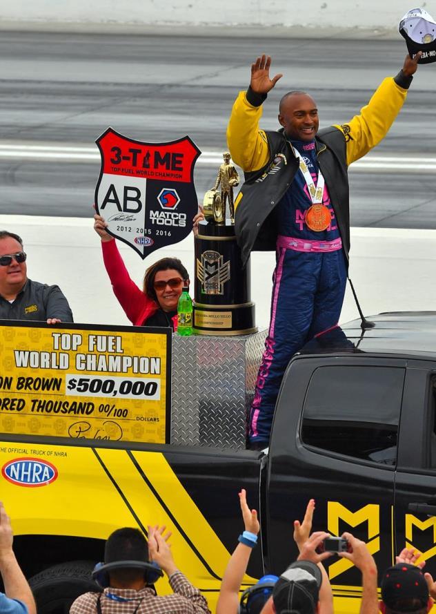 Antron, Matco team get 3rd Top Fuel world title, DSR assured of 16th championship in Funny Car Hagan, Johnson will chase Capps at Pomona finale Antron Brown clinched his third NHRA Mello Yello Drag