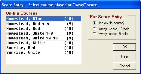 A discussion of how score entry for all golfers differs from score entry for a single golfer is found below, following the description of how scores are recorded.