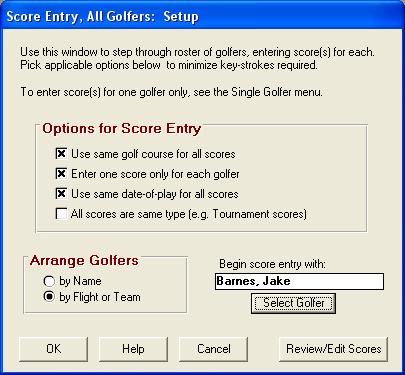 as Tournament (T) score. This eliminates keystrokes which would otherwise be required to specify the locked items with each score entered.