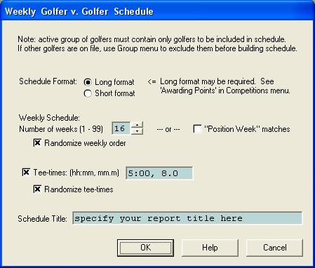 Weekly League Scheduling Begin by selecting those golfers to be included in the schedule you will create.