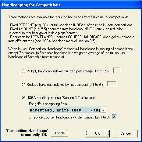 Competition Handicaps Choose Competition Handicaps in the COMPETITIONS menu. This feature is not provided in STAN- DARD editions.