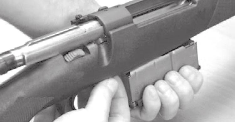Loading the magazine only: Your rifle may be loaded with no round in the chamber and a full magazine. To accomplish this type of loading, follow Picture 12 Steps l through 5 above.