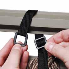 Wrap the buckle end of the 2 wide V strap around the first rung on the platform