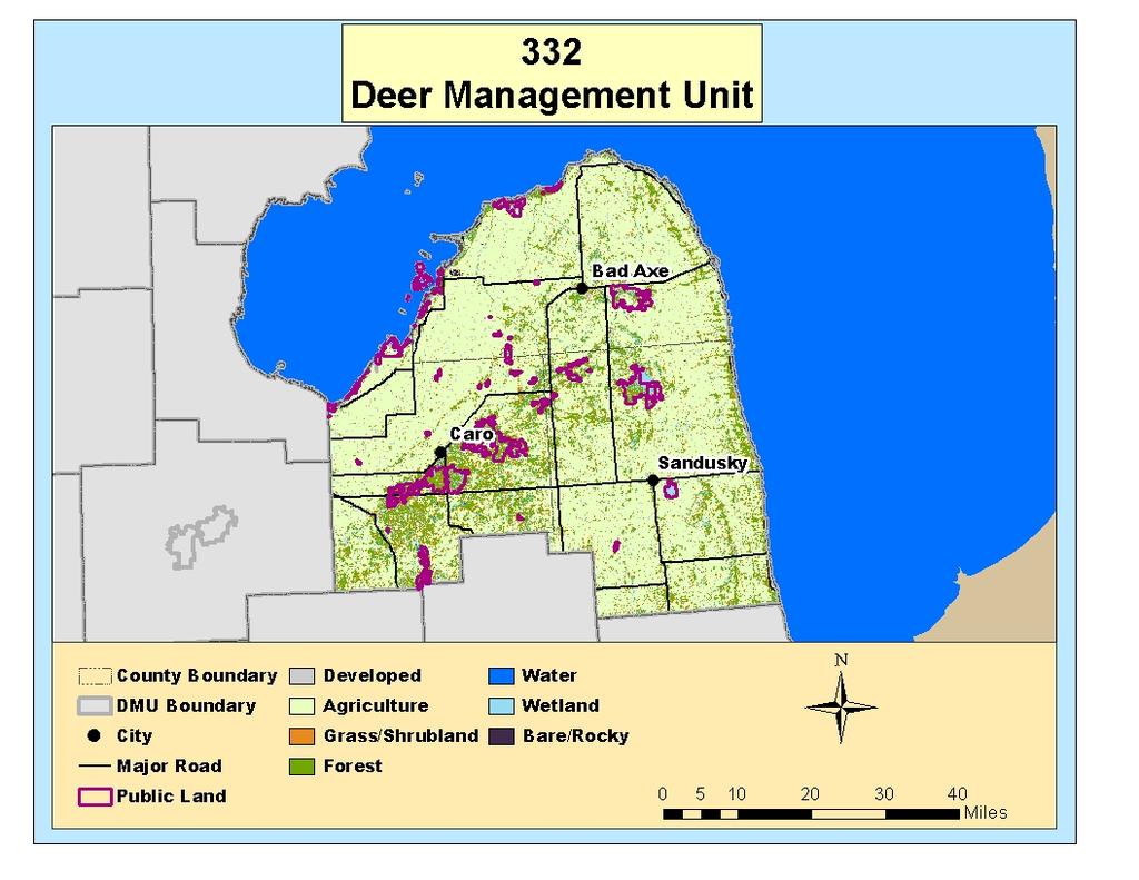 Figure 1: Habitat and land use distribution in Deer Management Unit 332 Management Guidance Two main goals guide the deer management in this DMU: 1) impact management; and 2) recreational