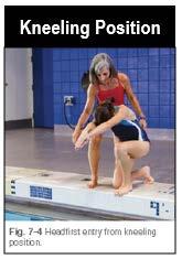 side of the pool. 1. Extend your arms over your head (Fig. 7-3). 2. Focus on a target that will allow you to enter the water at roughly a 3.