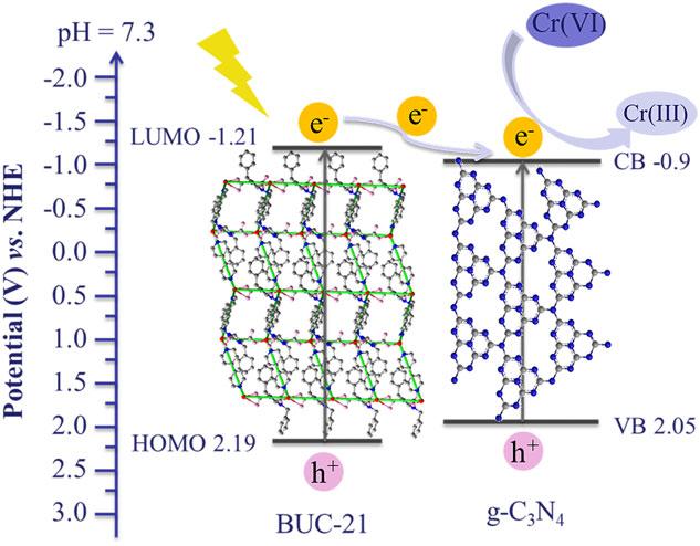9of11 analyses, implying that the combination of g C 3 N 4 (electron acceptor) and BUC 21 was a useful strategy for improving the efficiency of photocatalysis.