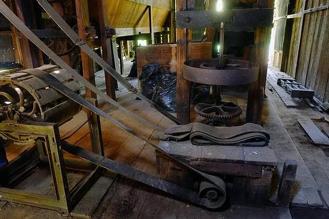 turbine beneath the floor. This acted like the earlier water wheels that powered the saw and grist mills.