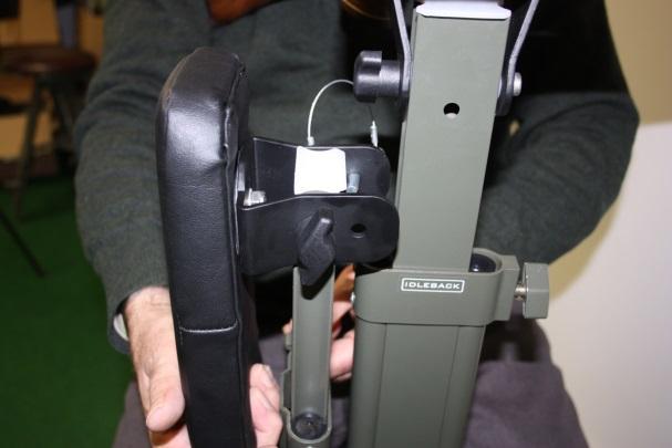 Deploying Arm Rest/Rifle Butt Rest When the Arm Rest/Rifle Stock Rest is attached to the Chair but not in use, the securing pin should be pulled to allow the