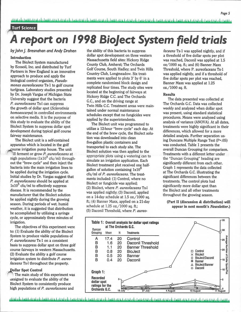 Page 1 jtosaaal A report on If fi Bioje ct System field by John J. Bresnahan and Andy Drohen Introduction The BioJect System manufactured by Ecosoil, Inc.