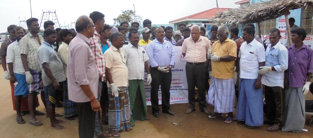 villages of Karaikal, Boat owner s association members, Labours, Transport vehicle drivers, Cleaning workers, Municipal cleaning labours, etc. took part in the programme.