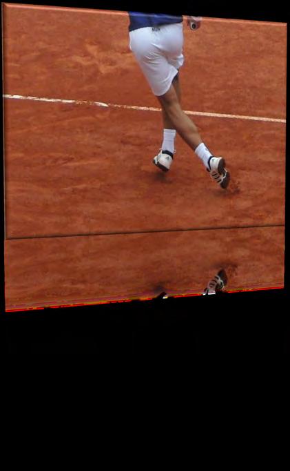 9 Photo 9 highlights the position in more detail as the right leg is used as the base of support (very similar position to photo three); this allows for Novak to forcefully push off his right leg to