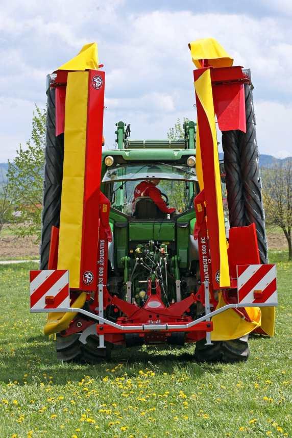 centre of gravity along the tractor is not changed - No-level discharging in robust hydraulic construction - Quite easy trespassing over swads by lifting the cutter bars to the upper position of the