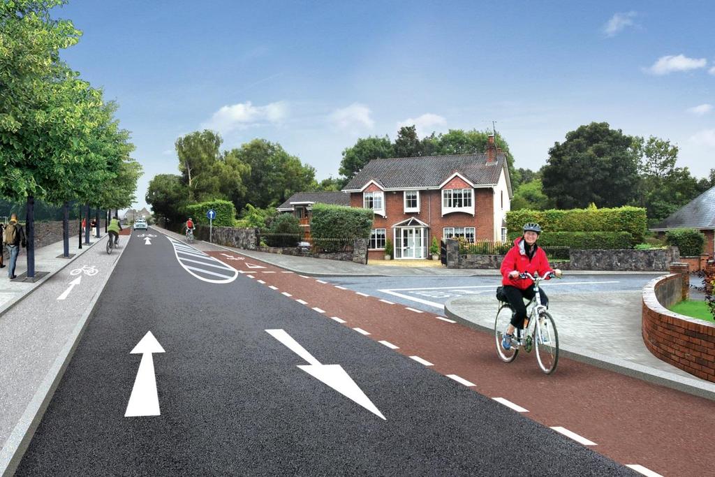 2.1.5 Convent Road Turning off the Kentstown Road, onto Convent Road, there will be a short section where cyclists and vehicular traffic share road space in a traffic clamed environment.