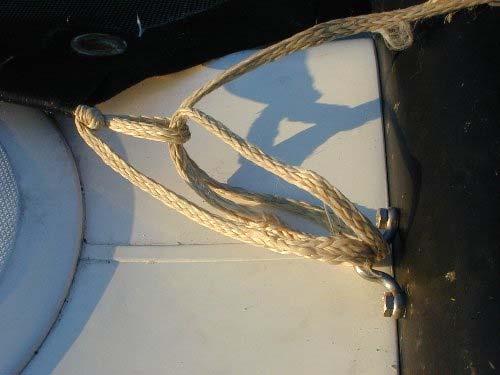 Tie a bowline or a similar loop in the line which will be used for a : purchase of the side