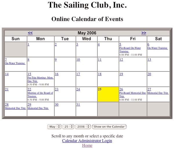 Navigating the Sailing Club On the Web Whether you are new to the Sailing Club or an old-timer, you should bookmark the club website http://www.thesailingclub.