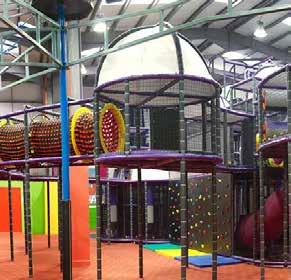 play in Fun Galaxy, a large indoor play facility and trampoline park.
