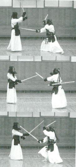 Jyūji s Kamae (十字の構え), Fig. 33a and Fig. 33b This Kamae is an application of Chūdan s Kamae and known to be very effective in actual sword fighting in the war.