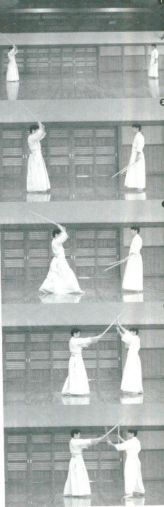 Nitō Kendo Kata #6: Roppon Me 6 1 7 2 Uchidachi in Ittō Morote Hidari Jōdan, Shidachi in Shō Nitō Gedan (each foot even?