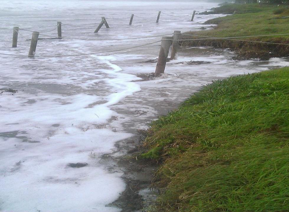 Orewa Beach Cyclone Pam 2015 The waves have removed significant