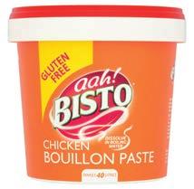 Flavourings & seasonings 7 Bouillon & Stock Bouillon Paste 143370 Bisto Bouillon Paste Beef 2 x 1kg 400 x 100ml 40L EX 3 7 7 3 3 7 3 18m 143389 Bisto