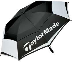 situations Shaft: Aircraft aluminum, lightweight with high strength properties Handle: TaylorMade ergonomic TPR/ABS logo handle TM TOUR DOUBLE CANOPY UMBRELLA 64 64" double