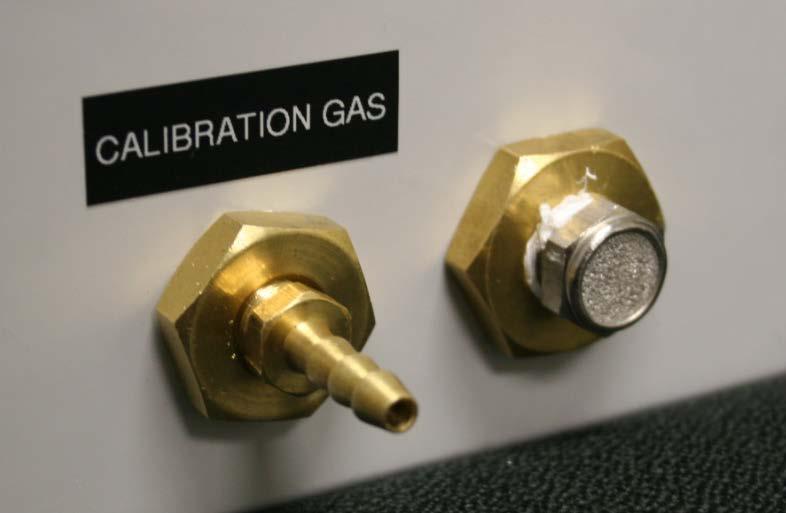 Calibration Gas port via the supplied hose barb fitting. Calibration Gas Hose Barb and Plug should only be installed FINGER TIGHT.