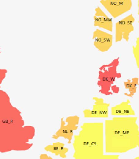 and Belgium (BE). For UK, the energy system of Great Britain (GB) is modelled, so the numbers refer to GB.