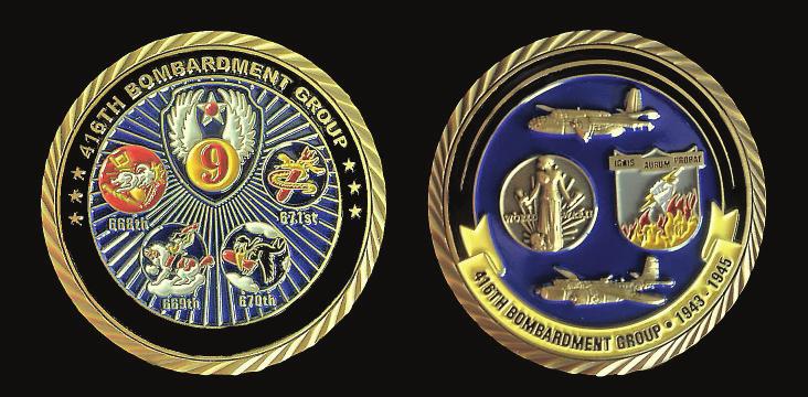 Gary Rensner develops and commissions 416th Bomb Group Challenge Coin After an exhaustive search of military archives, WWII war records, WWII collectibles and memorabilia, and other websites and