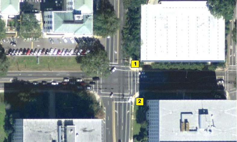 Figure 49. Observer locations for sessions at S. Monroe and Gaines. Image retrieved from Google Maps: http://tinyurl.